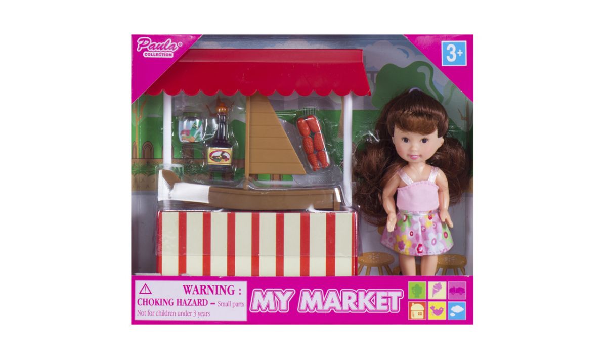 Игровой набор из серии Paula. На рынке – Кукла и ларёк с суши  
